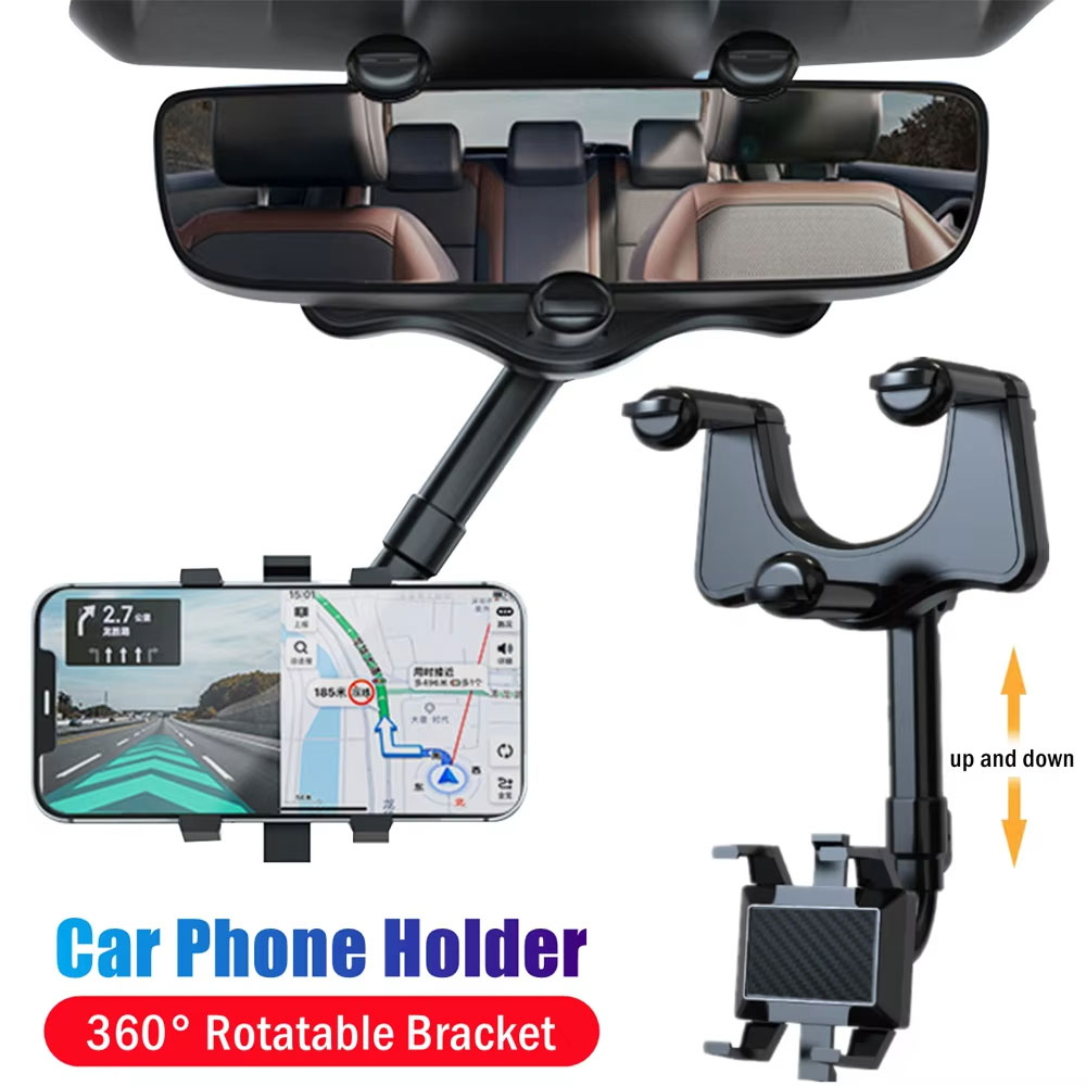 Car Mirror - Adjustable Car Rearview Mirror Phone Holder